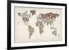 Text Map of the World-Michael Tompsett-Framed Art Print