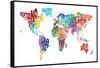 Text Map of the World-Michael Tompsett-Framed Stretched Canvas