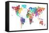 Text Map of the World-Michael Tompsett-Framed Stretched Canvas