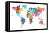 Text Map of the World-Michael Tompsett-Framed Stretched Canvas