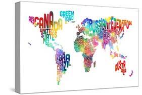 Text Map of the World-Michael Tompsett-Stretched Canvas