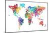 Text Map of the World-Michael Tompsett-Mounted Art Print