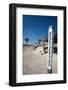 Text on a pole in a park, Megiddo National Park, Megiddo, North Coast, Israel-null-Framed Photographic Print