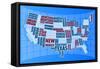 Text USA Map-alanuster-Framed Stretched Canvas