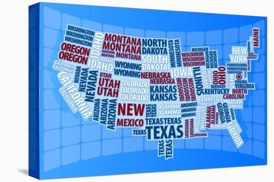 Text USA Map-alanuster-Stretched Canvas