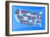 Text USA Map-alanuster-Framed Art Print