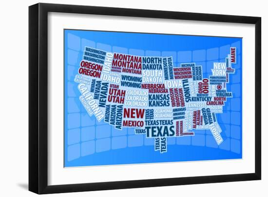 Text USA Map-alanuster-Framed Art Print