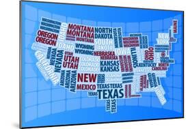 Text USA Map-alanuster-Mounted Art Print