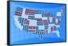 Text USA Map-alanuster-Framed Stretched Canvas