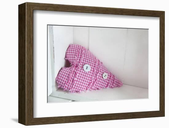 Textile Heart, Pink Checked with Buttons-Andrea Haase-Framed Photographic Print