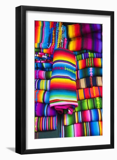 Textile Souvenirs in Market, Sacatepequez, Santiago, Guatemala-Michael DeFreitas-Framed Photographic Print