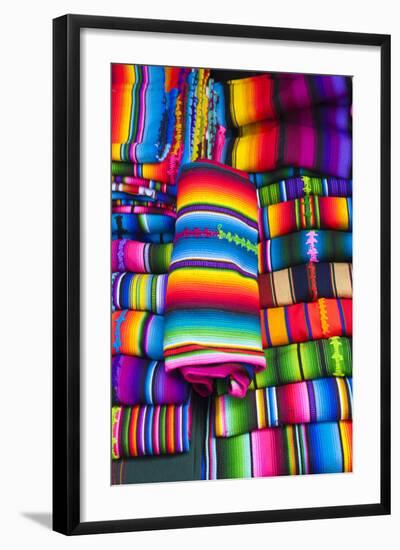 Textile Souvenirs in Market, Sacatepequez, Santiago, Guatemala-Michael DeFreitas-Framed Photographic Print