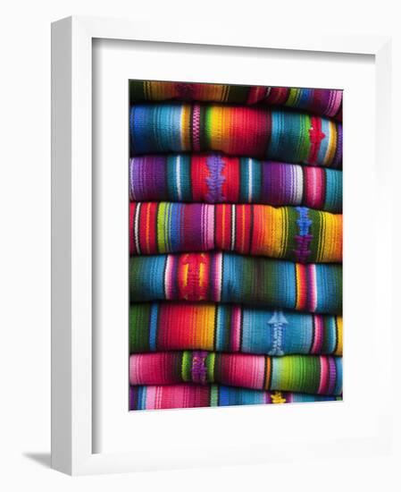 Textiles at Chichicastenango Market, Guatemala, Central America-Sergio Pitamitz-Framed Photographic Print