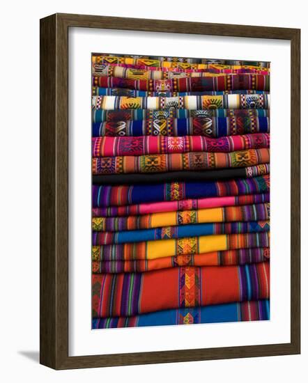 Textiles for Sale in the Market in the Village of Pisac, the Sacred Valley, Peru, South America-Richard Maschmeyer-Framed Photographic Print