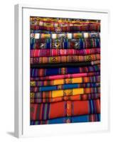 Textiles for Sale in the Market in the Village of Pisac, the Sacred Valley, Peru, South America-Richard Maschmeyer-Framed Photographic Print