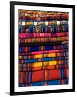 Textiles for Sale in the Market in the Village of Pisac, the Sacred Valley, Peru, South America-Richard Maschmeyer-Framed Photographic Print