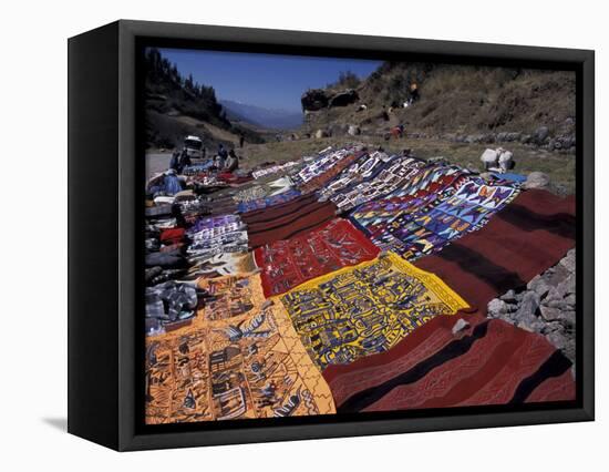 Textiles for Sale near Incan Site, Tambomachay, Peru-Cindy Miller Hopkins-Framed Stretched Canvas