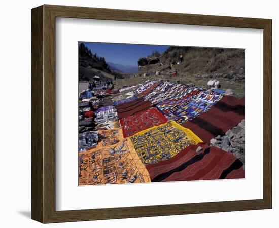 Textiles for Sale near Incan Site, Tambomachay, Peru-Cindy Miller Hopkins-Framed Photographic Print