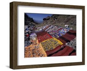 Textiles for Sale near Incan Site, Tambomachay, Peru-Cindy Miller Hopkins-Framed Photographic Print