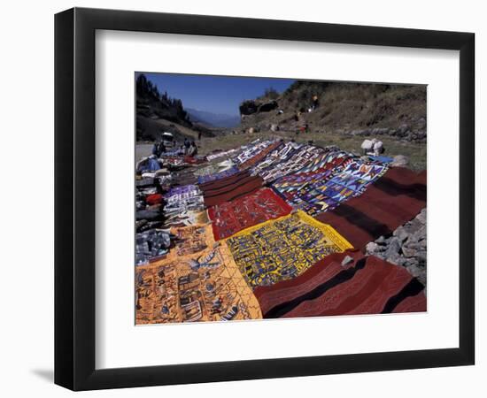 Textiles for Sale near Incan Site, Tambomachay, Peru-Cindy Miller Hopkins-Framed Photographic Print