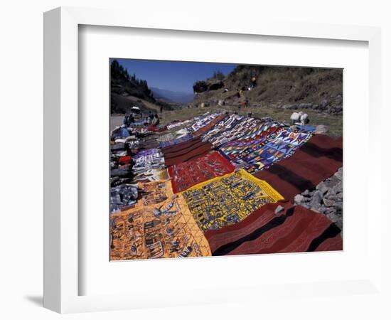 Textiles for Sale near Incan Site, Tambomachay, Peru-Cindy Miller Hopkins-Framed Photographic Print