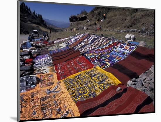 Textiles for Sale near Incan Site, Tambomachay, Peru-Cindy Miller Hopkins-Mounted Photographic Print