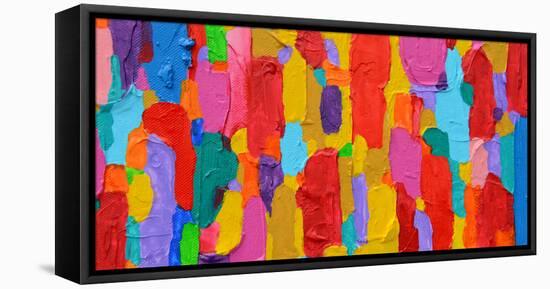 Texture, Background and Colorful Image of an Original Abstract Painting on Canvas-Opas Chotiphantawanon-Framed Stretched Canvas