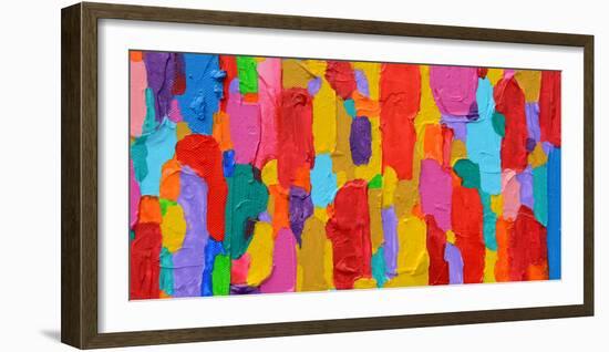 Texture, Background and Colorful Image of an Original Abstract Painting on Canvas-Opas Chotiphantawanon-Framed Photographic Print