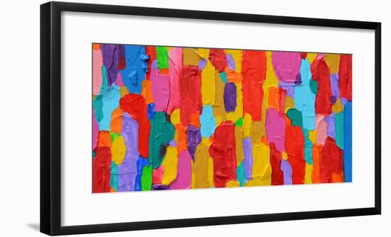 Texture, Background and Colorful Image of an Original Abstract Painting on Canvas-Opas Chotiphantawanon-Framed Photographic Print