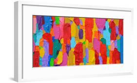 Texture, Background and Colorful Image of an Original Abstract Painting on Canvas-Opas Chotiphantawanon-Framed Photographic Print
