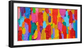 Texture, Background and Colorful Image of an Original Abstract Painting on Canvas-Opas Chotiphantawanon-Framed Photographic Print