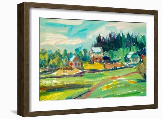 Texture, Background, Pattern. Painting Painted by an Artist. Canvas Oil Paints. Rustic Peyazah, Idy-Sergei Mishchenko-Framed Art Print