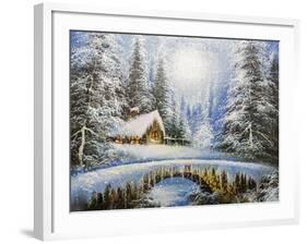 Texture Oil Painting, Impressionism Oil Painting Winter Landscape-Koliadzynska Iryna-Framed Art Print