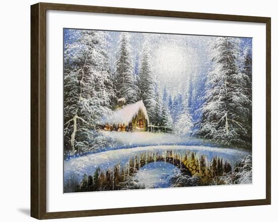 Texture Oil Painting, Impressionism Oil Painting Winter Landscape-Koliadzynska Iryna-Framed Art Print