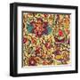 Texture with Flowers and Birds-Little_cuckoo-Framed Art Print