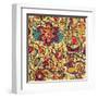 Texture with Flowers and Birds-Little_cuckoo-Framed Art Print