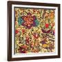 Texture with Flowers and Birds-Little_cuckoo-Framed Art Print