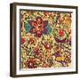 Texture with Flowers and Birds-Little_cuckoo-Framed Art Print