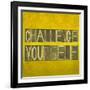 Textured Background Image And Design Element Depicting The Words "Challenge Yourself"-nagib-Framed Art Print