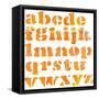 Textured Orange Watercolor Alphabet, Isolated-donatas1205-Framed Stretched Canvas