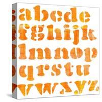 Textured Orange Watercolor Alphabet, Isolated-donatas1205-Stretched Canvas