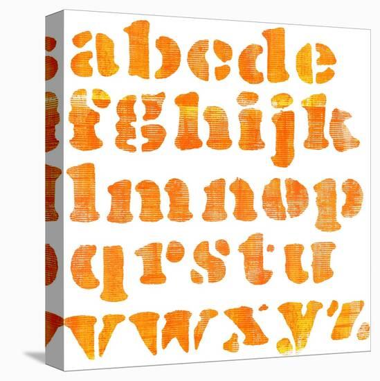 Textured Orange Watercolor Alphabet, Isolated-donatas1205-Stretched Canvas