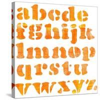 Textured Orange Watercolor Alphabet, Isolated-donatas1205-Stretched Canvas