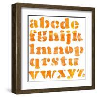 Textured Orange Watercolor Alphabet, Isolated-donatas1205-Framed Art Print