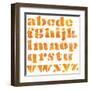 Textured Orange Watercolor Alphabet, Isolated-donatas1205-Framed Art Print