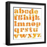 Textured Orange Watercolor Alphabet, Isolated-donatas1205-Framed Art Print