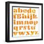 Textured Orange Watercolor Alphabet, Isolated-donatas1205-Framed Art Print