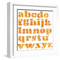 Textured Orange Watercolor Alphabet, Isolated-donatas1205-Framed Art Print