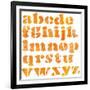 Textured Orange Watercolor Alphabet, Isolated-donatas1205-Framed Art Print