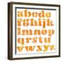 Textured Orange Watercolor Alphabet, Isolated-donatas1205-Framed Art Print